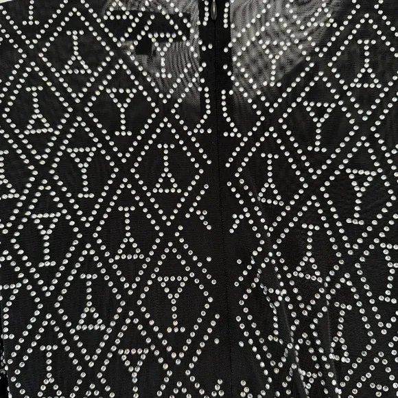 Retrofte Harlowe Martini Glass Crystal Mesh Mini Dress Black Bodycon Sexy  RARE - threedaughtersproperties.com